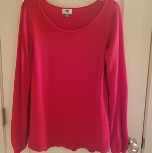 Red scoop neck sweater
